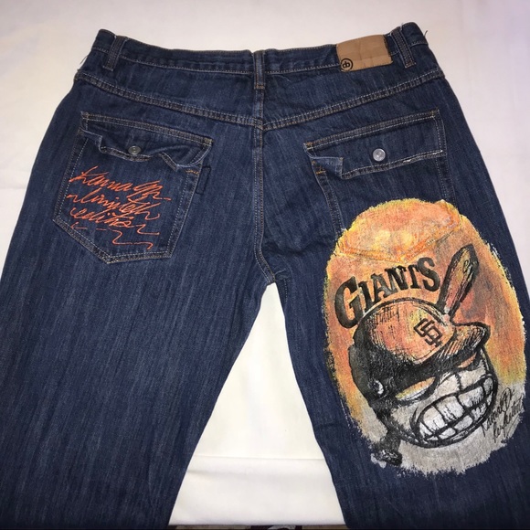 Crown Basics Mens Customized SF Giants Jeans - Picture 3 of 8